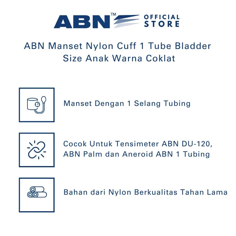 ABN Manset Ukuran Anak Nylon Cuff 1 Tube Warna Coklat